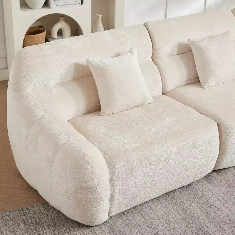 Curved Corner Sectional Sofa, Chenille Modular Cloud Sofa, High-Back 4-Seater Couch, No Assembly