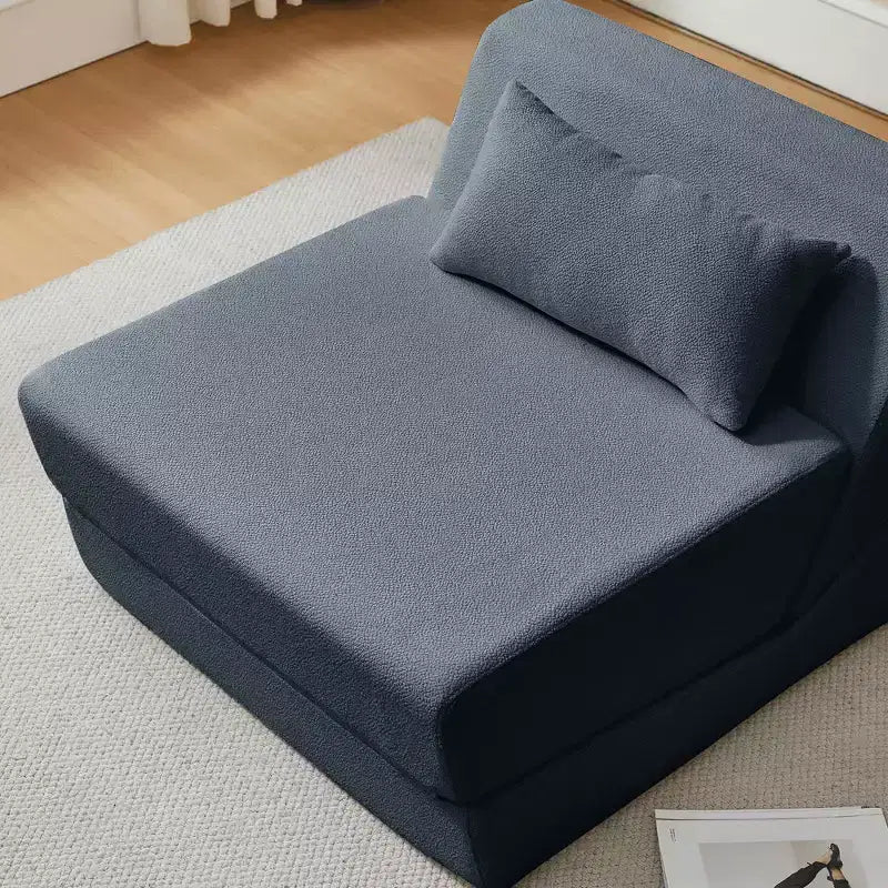 MAYEERTY 2-in-1 Convertible Sofa Chair Alpaca Wool Fabric Space-Saving Sofa Bed for Small Spaces Living Room Dorm Apartment