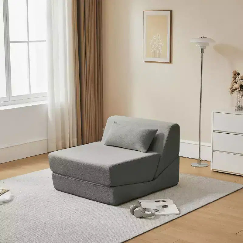 MAYEERTY 2-in-1 Convertible Sofa Chair Alpaca Wool Fabric Space-Saving Sofa Bed for Small Spaces Living Room Dorm Apartment