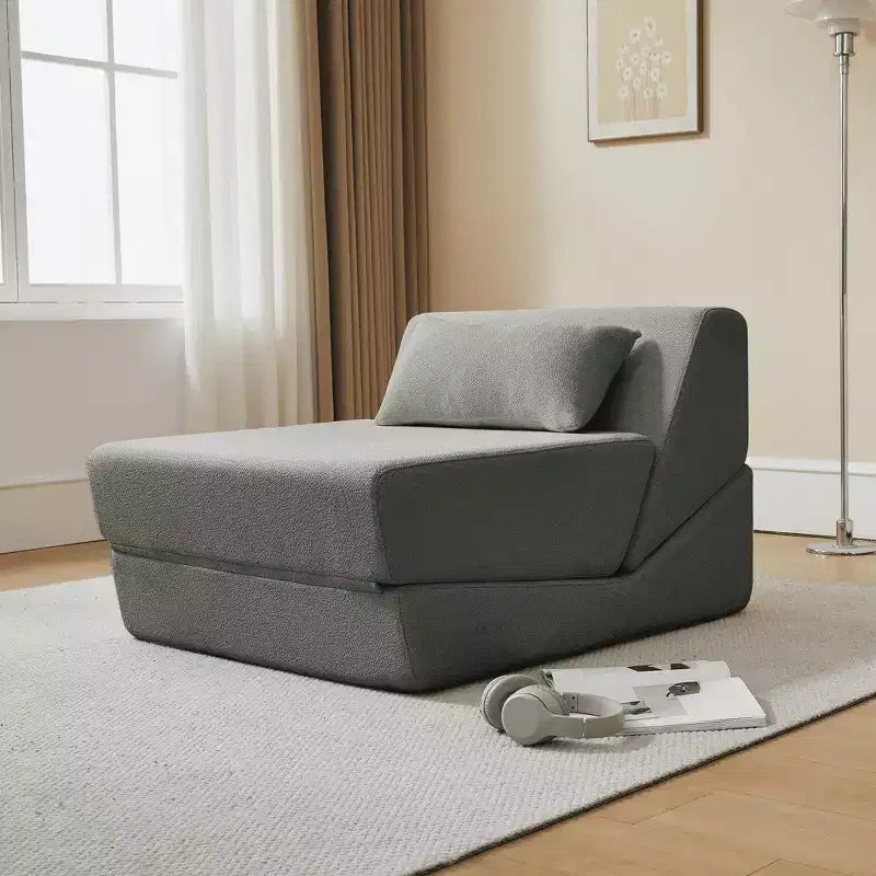 MAYEERTY 2-in-1 Convertible Sofa Chair Alpaca Wool Fabric Space-Saving Sofa Bed for Small Spaces Living Room Dorm Apartment