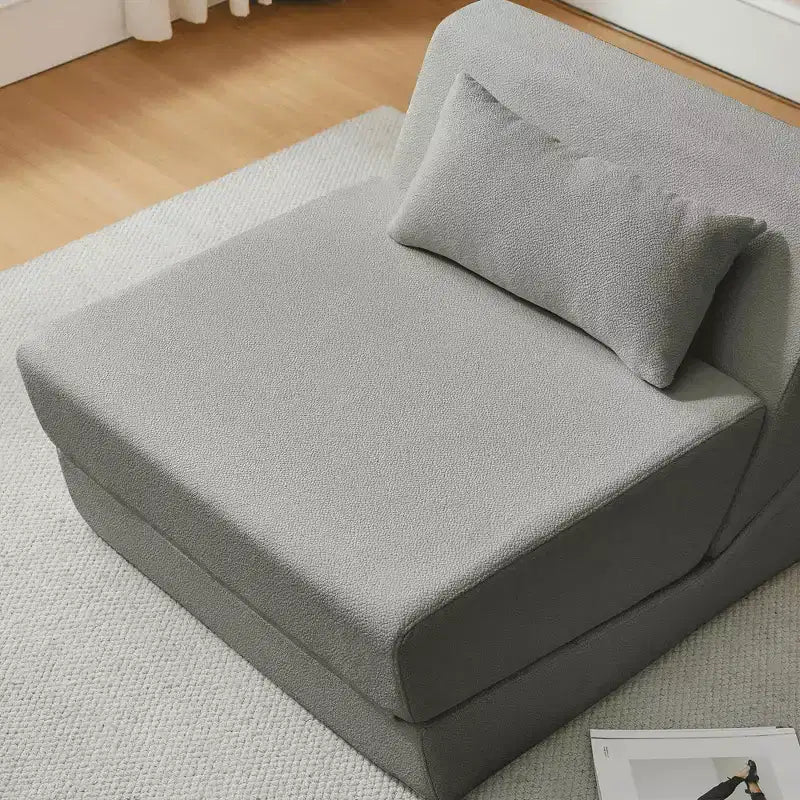 MAYEERTY 2-in-1 Convertible Sofa Chair Alpaca Wool Fabric Space-Saving Sofa Bed for Small Spaces Living Room Dorm Apartment