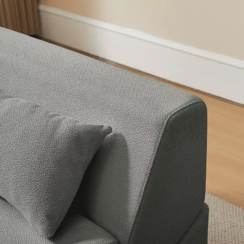 MAYEERTY 2-in-1 Convertible Sofa Chair Alpaca Wool Fabric Space-Saving Sofa Bed for Small Spaces Living Room Dorm Apartment