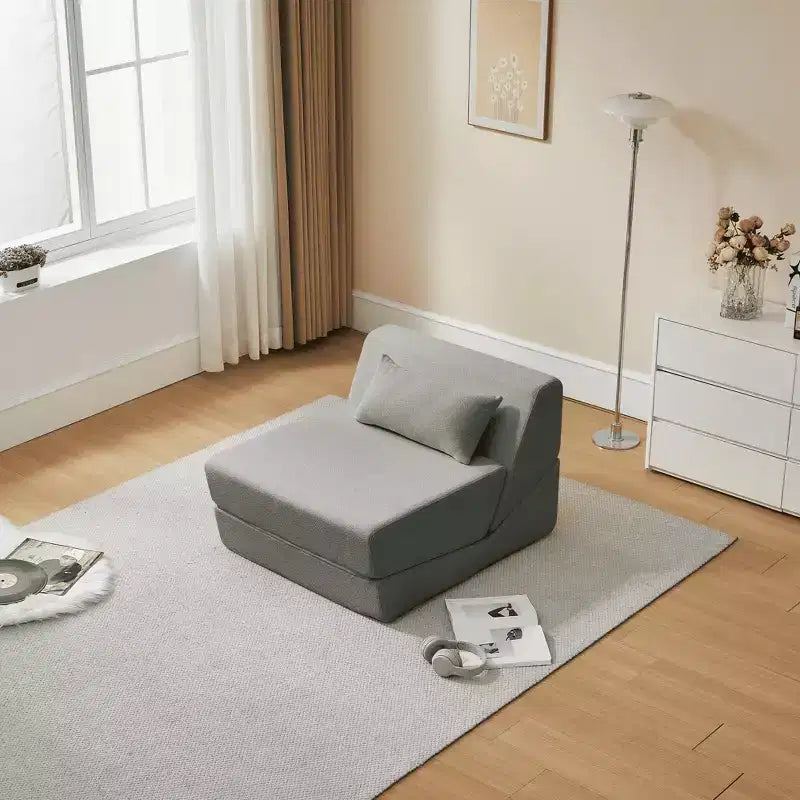 MAYEERTY 2-in-1 Convertible Sofa Chair Alpaca Wool Fabric Space-Saving Sofa Bed for Small Spaces Living Room Dorm Apartment
