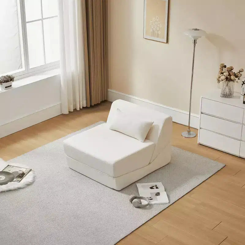 MAYEERTY 2-in-1 Convertible Sofa Chair Alpaca Wool Fabric Space-Saving Sofa Bed for Small Spaces Living Room Dorm Apartment