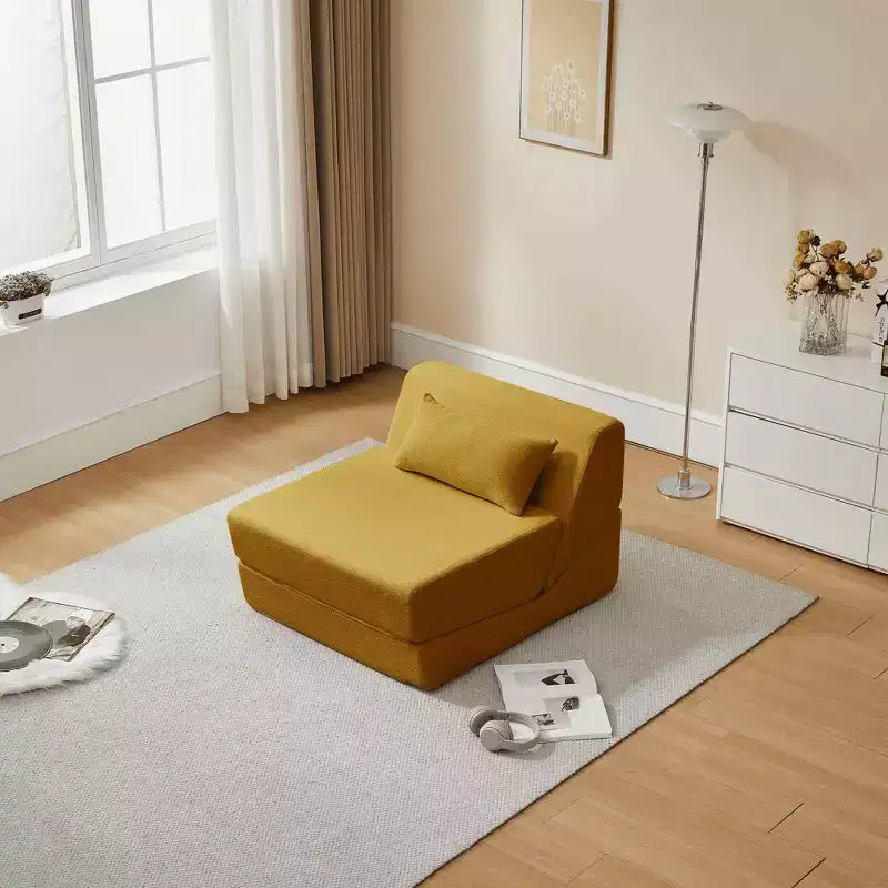 MAYEERTY 2-in-1 Convertible Sofa Chair Alpaca Wool Fabric Space-Saving Sofa Bed for Small Spaces Living Room Dorm Apartment