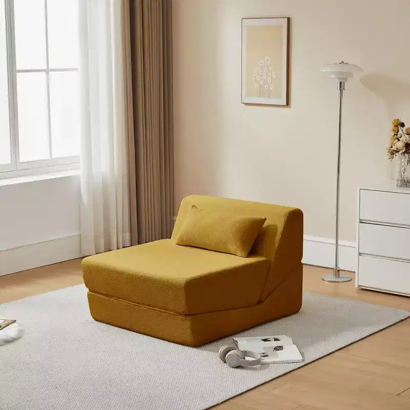 MAYEERTY 2-in-1 Convertible Sofa Chair Alpaca Wool Fabric Space-Saving Sofa Bed for Small Spaces Living Room Dorm Apartment