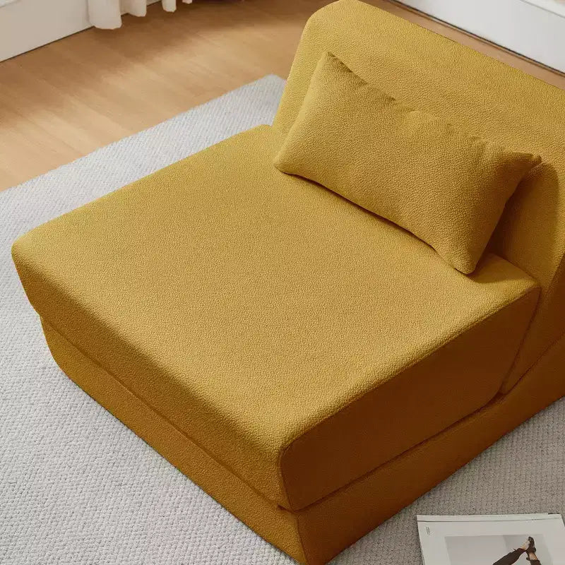 MAYEERTY 2-in-1 Convertible Sofa Chair Alpaca Wool Fabric Space-Saving Sofa Bed for Small Spaces Living Room Dorm Apartment