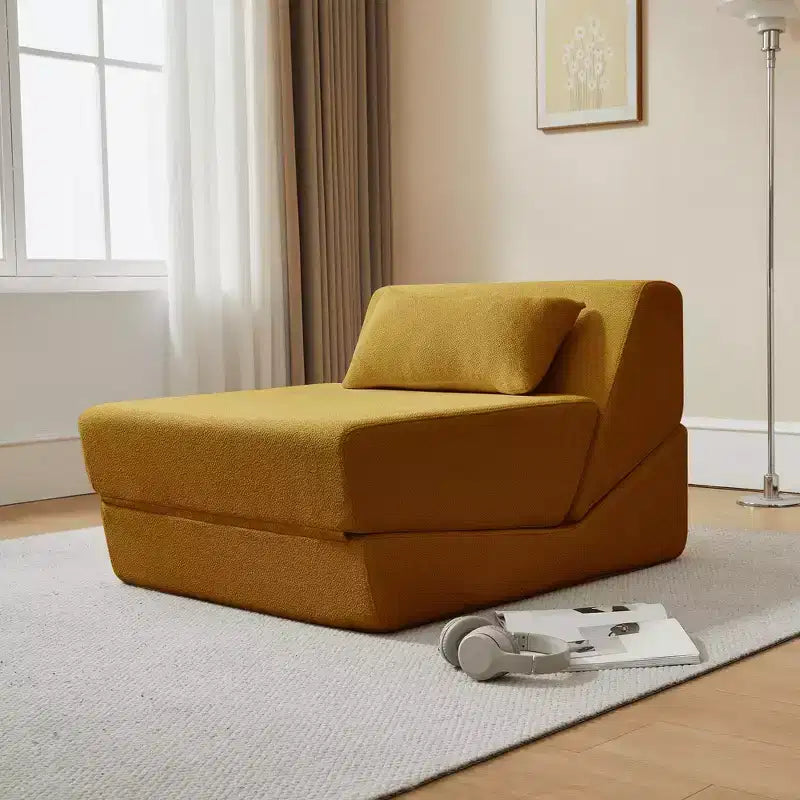 MAYEERTY 2-in-1 Convertible Sofa Chair Alpaca Wool Fabric Space-Saving Sofa Bed for Small Spaces Living Room Dorm Apartment