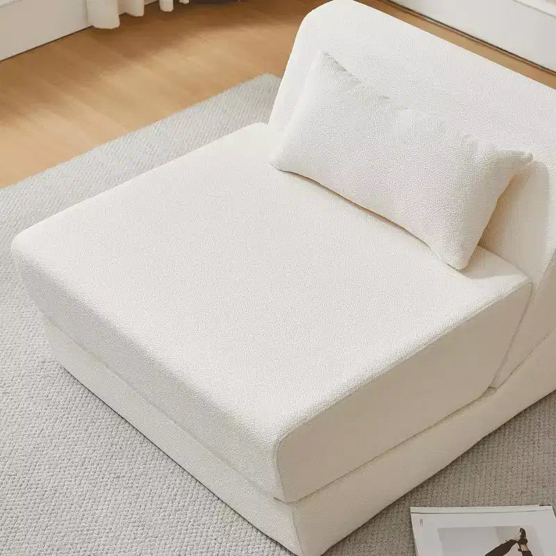 MAYEERTY 2-in-1 Convertible Sofa Chair Alpaca Wool Fabric Space-Saving Sofa Bed for Small Spaces Living Room Dorm Apartment
