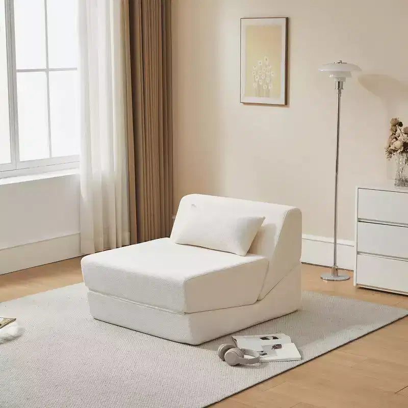 MAYEERTY 2-in-1 Convertible Sofa Chair Alpaca Wool Fabric Space-Saving Sofa Bed for Small Spaces Living Room Dorm Apartment