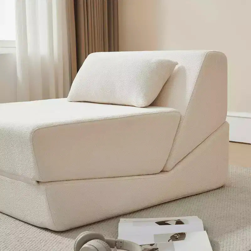 MAYEERTY 2-in-1 Convertible Sofa Chair Alpaca Wool Fabric Space-Saving Sofa Bed for Small Spaces Living Room Dorm Apartment