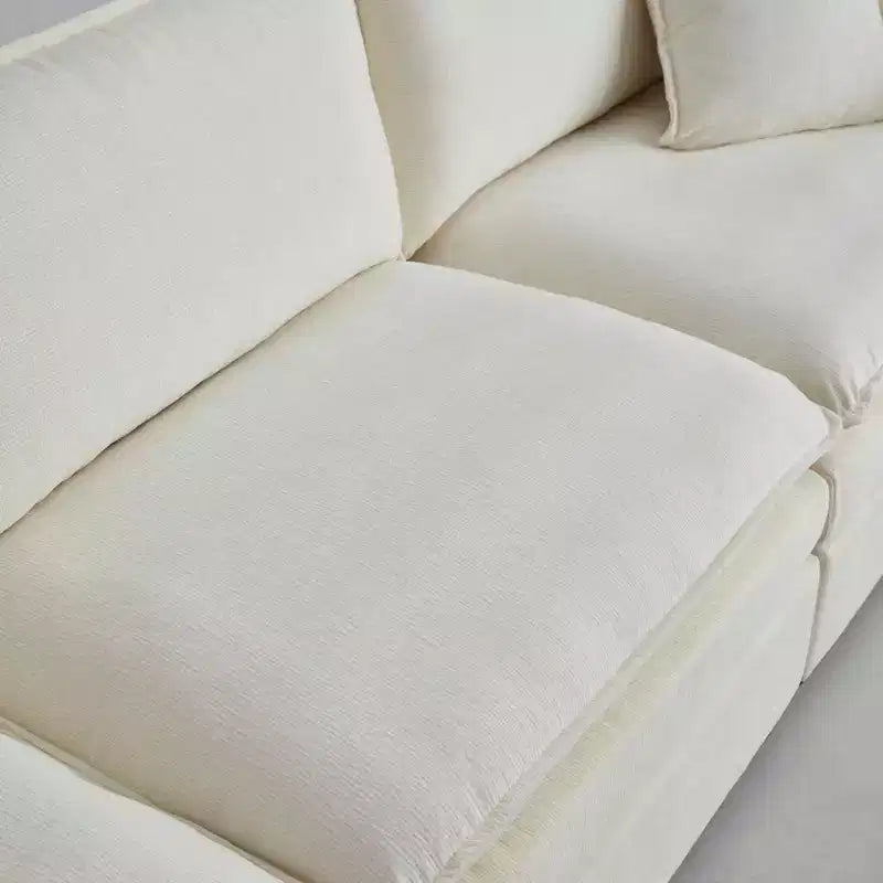 MAYEERTY 108 Inch Beige Chenille L-Shaped Modular Sectional Sofa with Ottoman for Living Room
