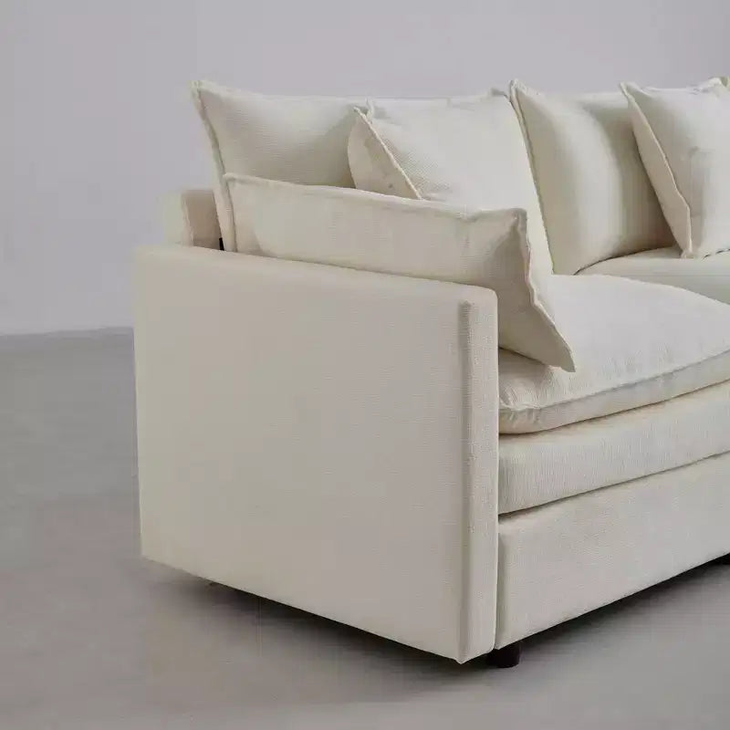 MAYEERTY 108 Inch Beige Chenille L-Shaped Modular Sectional Sofa with Ottoman for Living Room