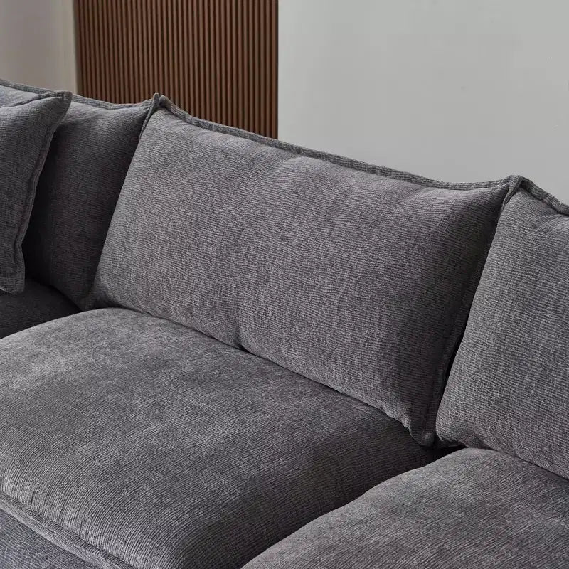 MAYEERTY 108 Inch Beige Chenille L-Shaped Modular Sectional Sofa with Ottoman for Living Room
