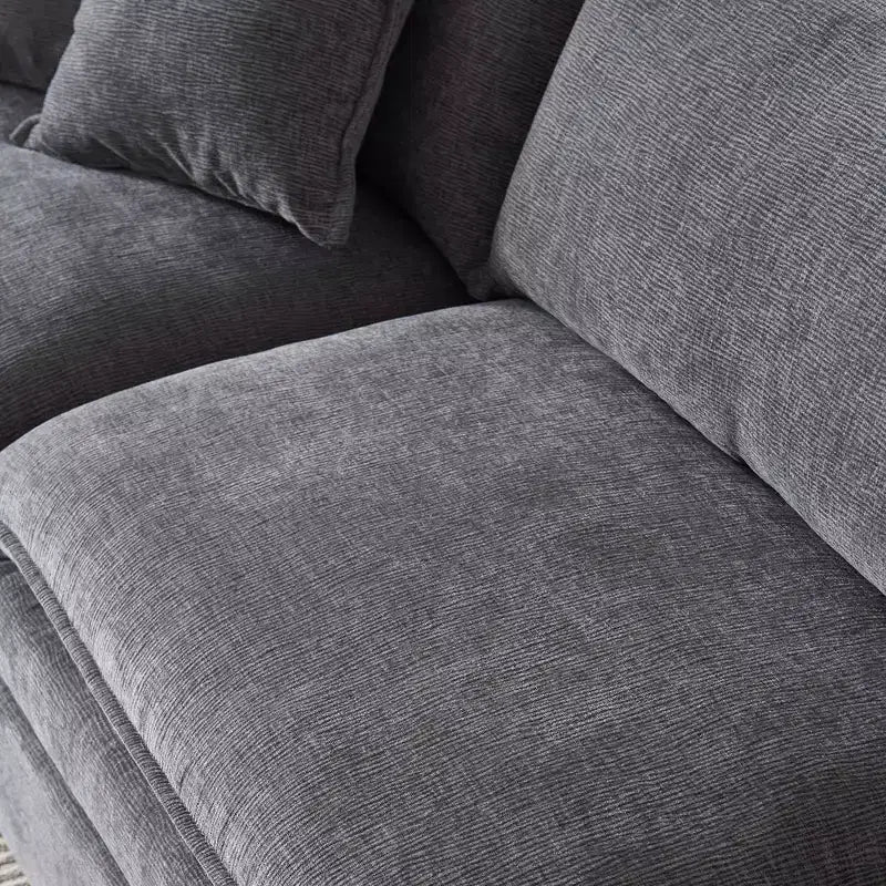 MAYEERTY 108 Inch Beige Chenille L-Shaped Modular Sectional Sofa with Ottoman for Living Room