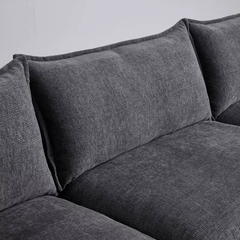 MAYEERTY 108 Inch Beige Chenille L-Shaped Modular Sectional Sofa with Ottoman for Living Room