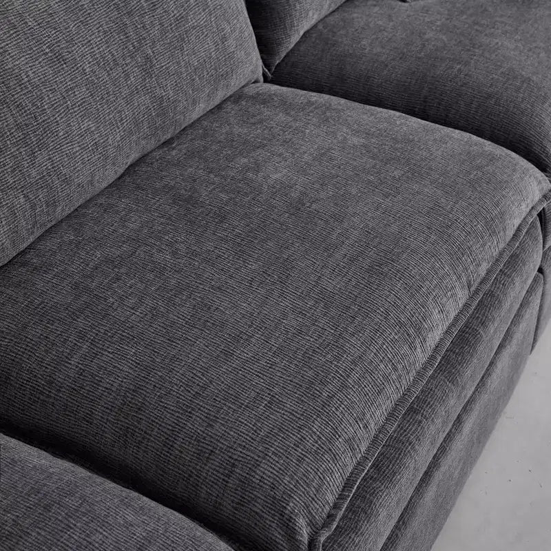MAYEERTY 108 Inch Beige Chenille L-Shaped Modular Sectional Sofa with Ottoman for Living Room