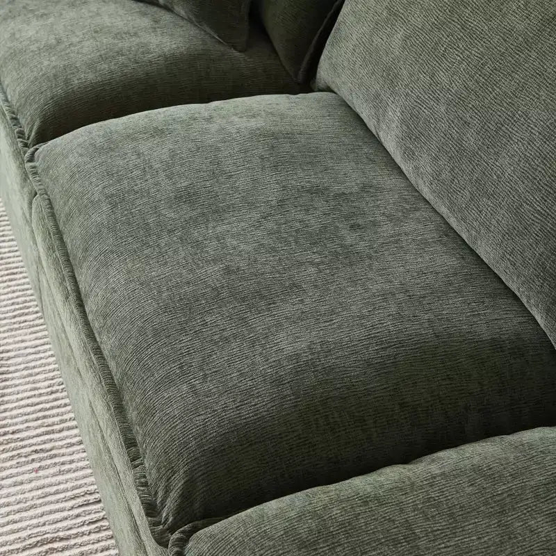 MAYEERTY 108 Inch Beige Chenille L-Shaped Modular Sectional Sofa with Ottoman for Living Room
