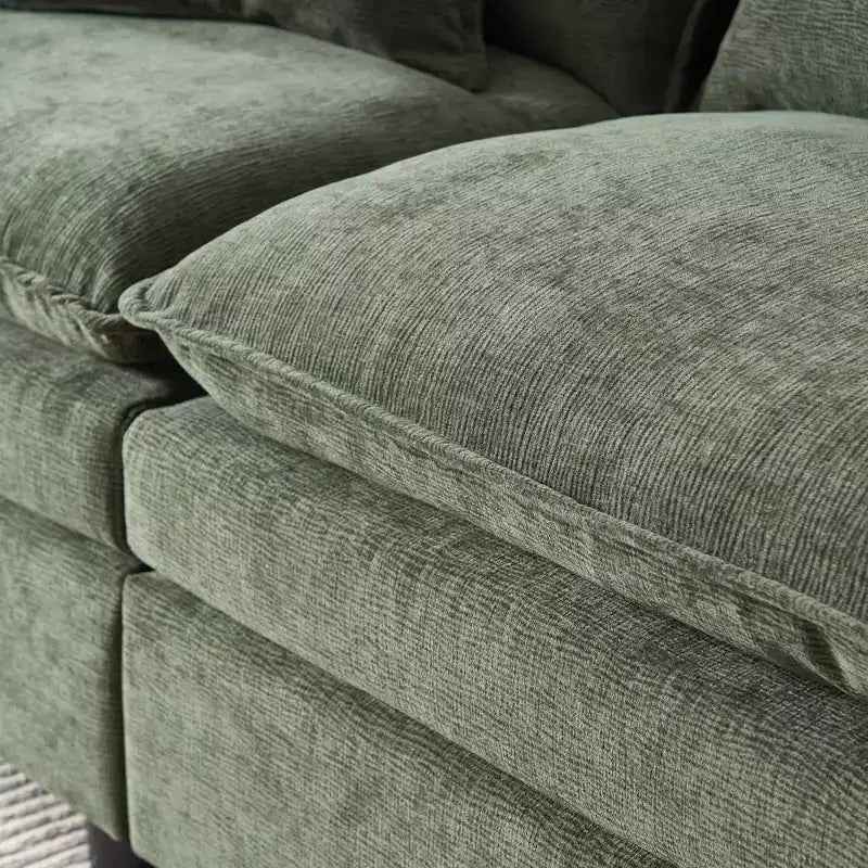 MAYEERTY 108 Inch Beige Chenille L-Shaped Modular Sectional Sofa with Ottoman for Living Room