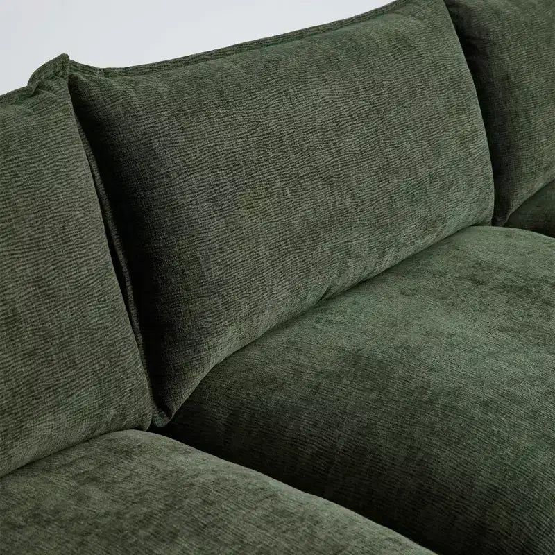 MAYEERTY 108 Inch Beige Chenille L-Shaped Modular Sectional Sofa with Ottoman for Living Room