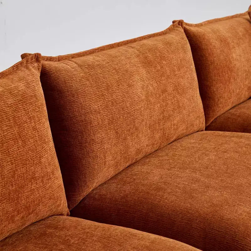 MAYEERTY 108 Inch Beige Chenille L-Shaped Modular Sectional Sofa with Ottoman for Living Room