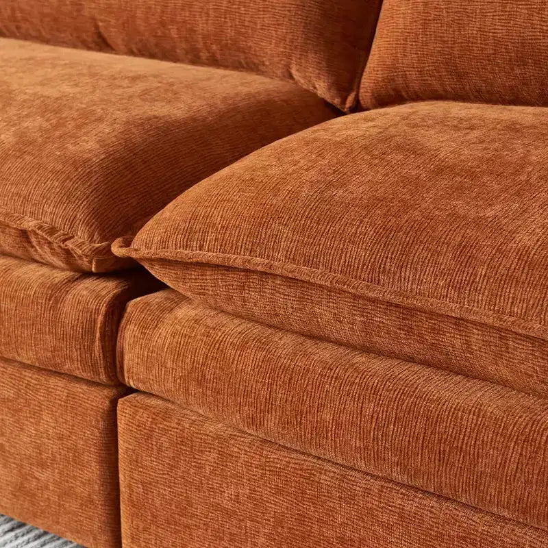 MAYEERTY 108 Inch Beige Chenille L-Shaped Modular Sectional Sofa with Ottoman for Living Room