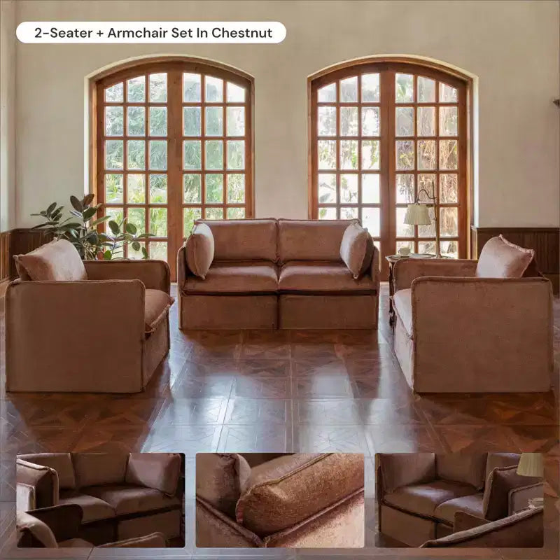 Anabei Modular Washable 2-Seater Sofa + Ottoman | Memorix+ Seat & Contour Pillow