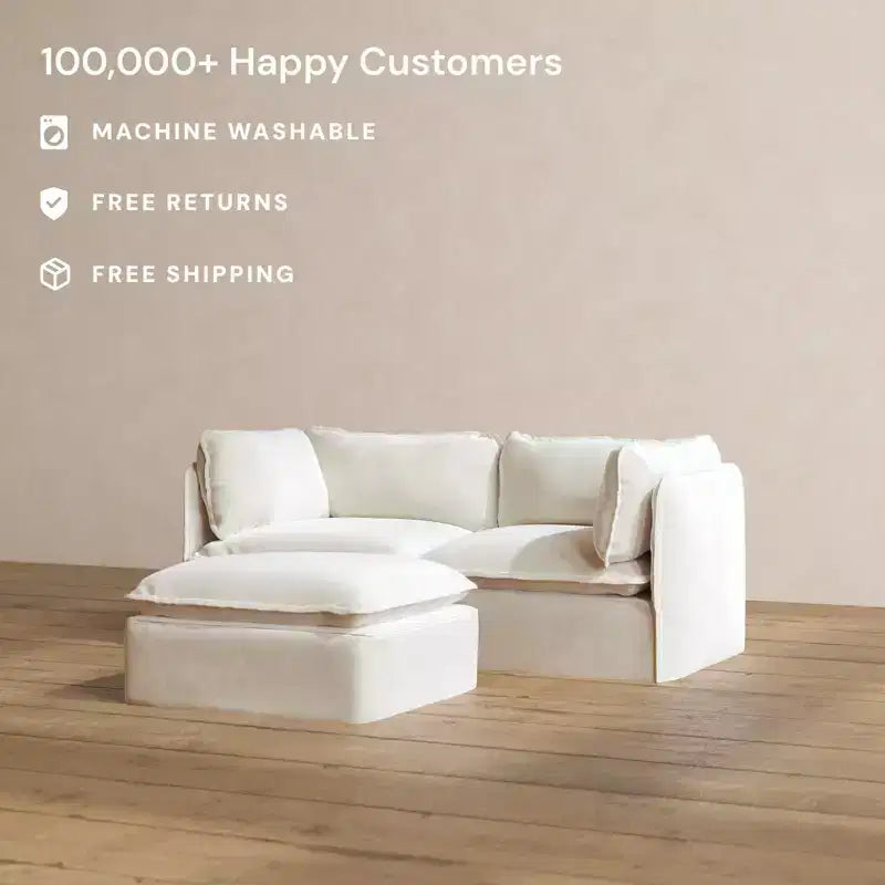 Anabei Modular Washable 2-Seater Sofa + Ottoman | Memorix+ Seat & Contour Pillow