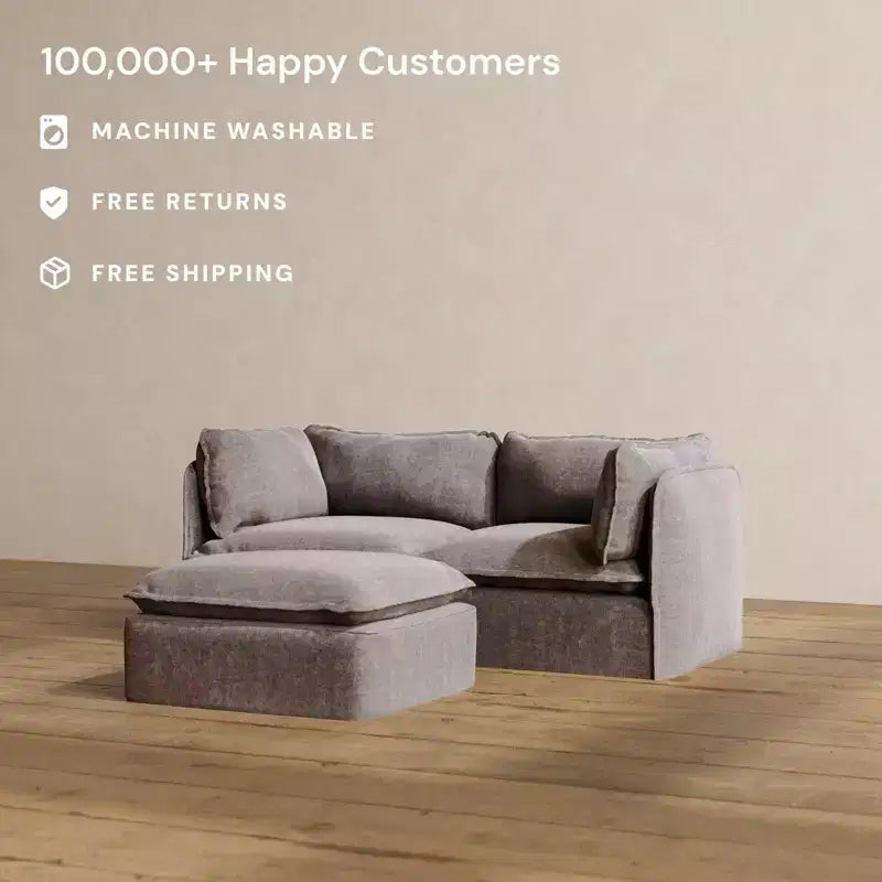 Anabei Modular Washable 2-Seater Sofa + Ottoman | Memorix+ Seat & Contour Pillow
