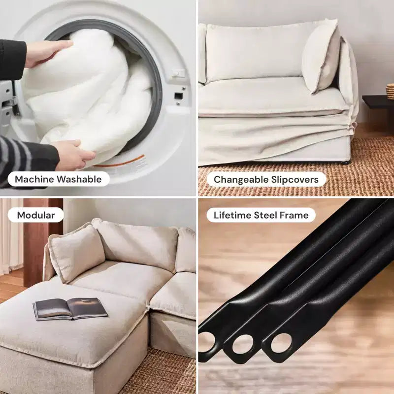 Anabei Modular Washable 2-Seater Sofa + Ottoman | Memorix+ Seat & Contour Pillow