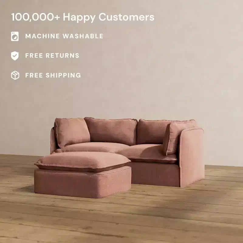 Anabei Modular Washable 2-Seater Sofa + Ottoman | Memorix+ Seat & Contour Pillow
