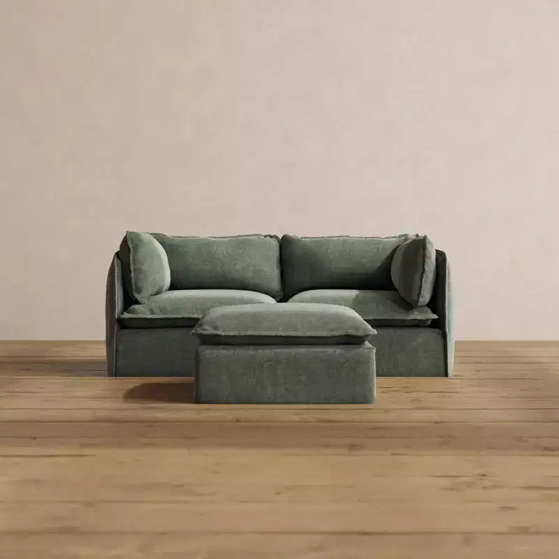 Sofá modular lavable de 2 plazas + otomana Anabei | Asiento Memorix+ y almohada Contour
