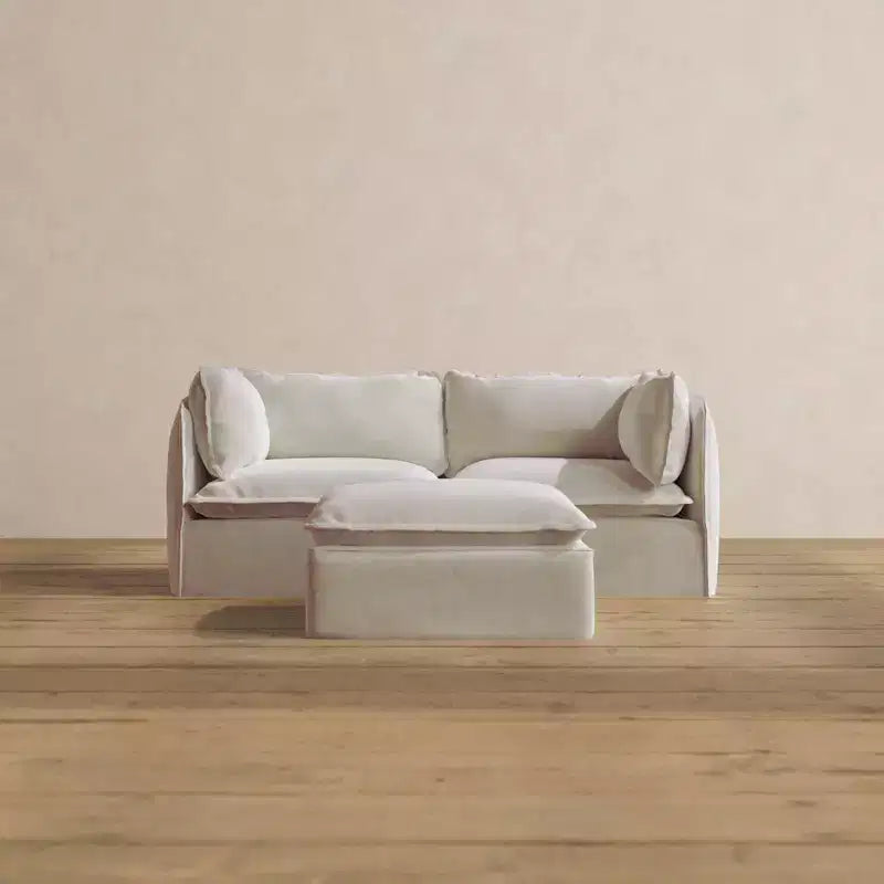 Sofá modular lavable de 2 plazas + otomana Anabei | Asiento Memorix+ y almohada Contour
