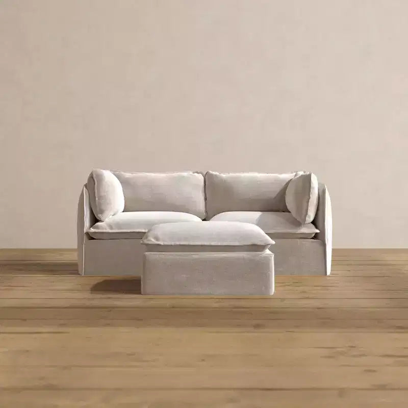Sofá modular lavable de 2 plazas + otomana Anabei | Asiento Memorix+ y almohada Contour