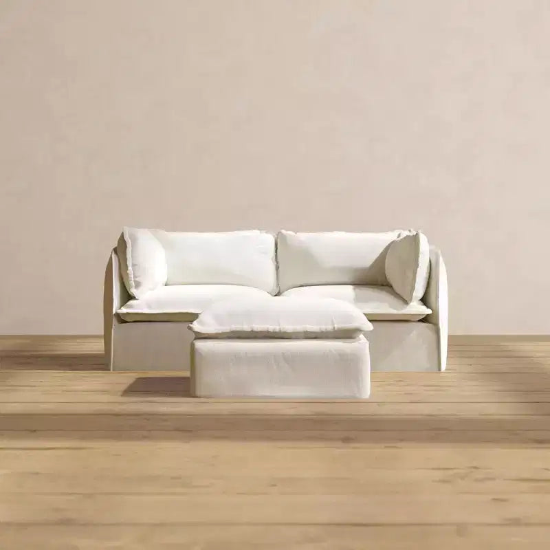 Sofá modular lavable de 2 plazas + otomana Anabei | Asiento Memorix+ y almohada Contour