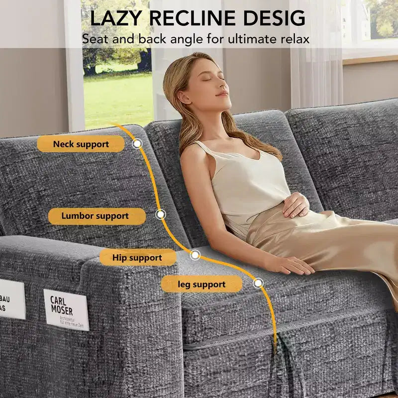 Dyonery Sleeper Sofa Bed,82 Pull Out Couch with Reclining Backrest/Reversible Storage Chaise, 3 in 1 L-Shaped Couch Tool-Free Assembly
