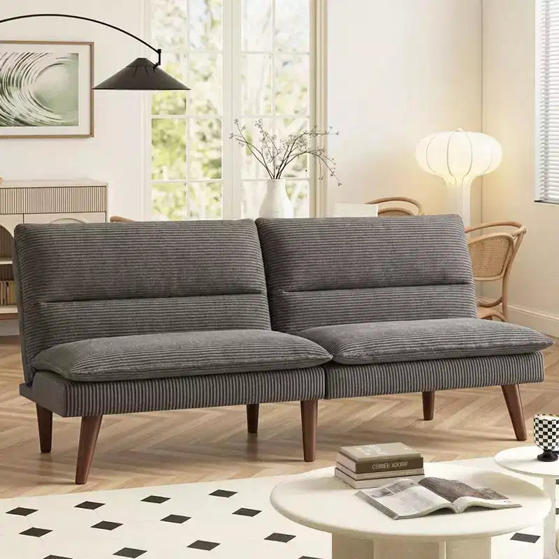 JIONJOY 67 Corduroy Convertible Futon Sofa Bed, 3-in-1 Recliner Sofa for Small Spaces, Compact Sofa Bed for Apartment, Guest Room