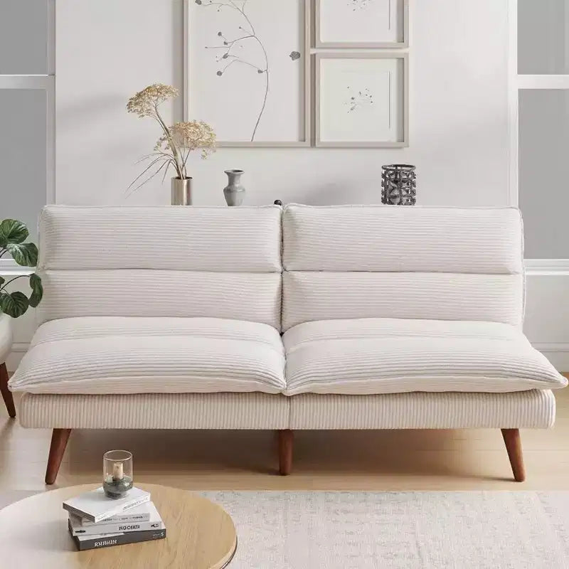 JIONJOY 67 Corduroy Convertible Futon Sofa Bed, 3-in-1 Recliner Sofa for Small Spaces, Compact Sofa Bed for Apartment, Guest Room