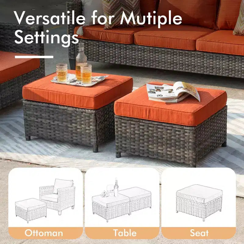 HOMLUX 7-Pc Outdoor Patio Set with Fire Pit Table, Sofa, Swivel Chairs & Ottoman