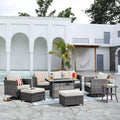 HOMLUX 7-Pc Outdoor Patio Set with Fire Pit Table, Sofa, Swivel Chairs & Ottoman