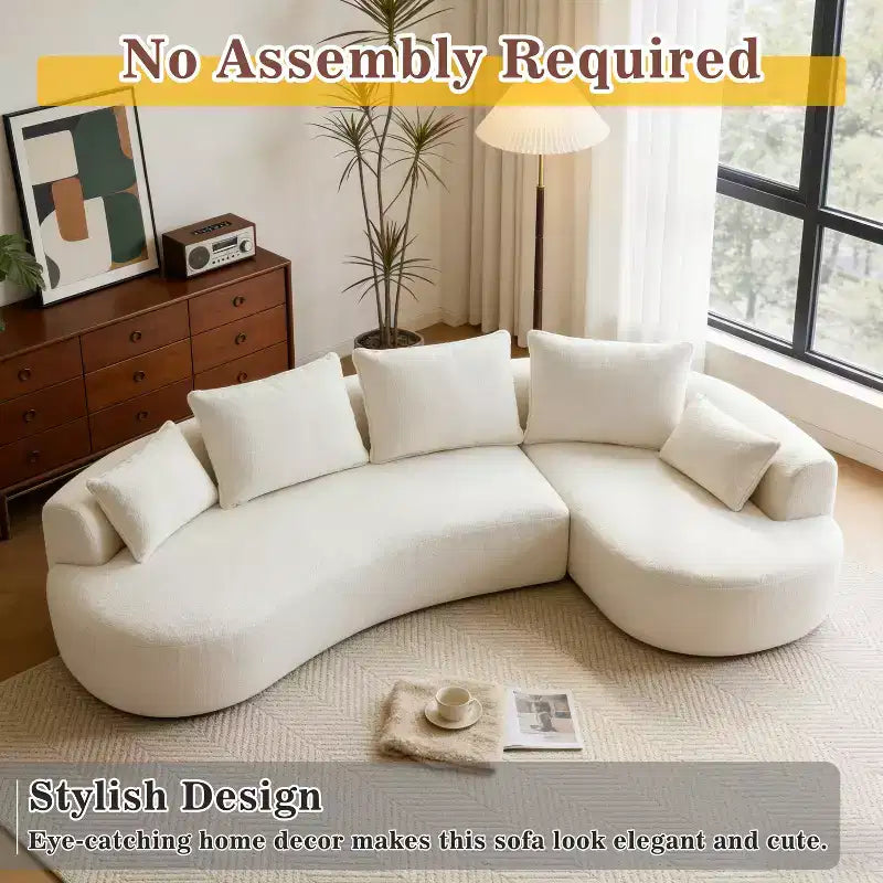 Dyonery 122 Curved Modular Sectional Sofa, Comfy Sofa Couch with Chaise Lounge,Modern Cloud Couch with Deep Seat,lamb fleece Upholstered Seating