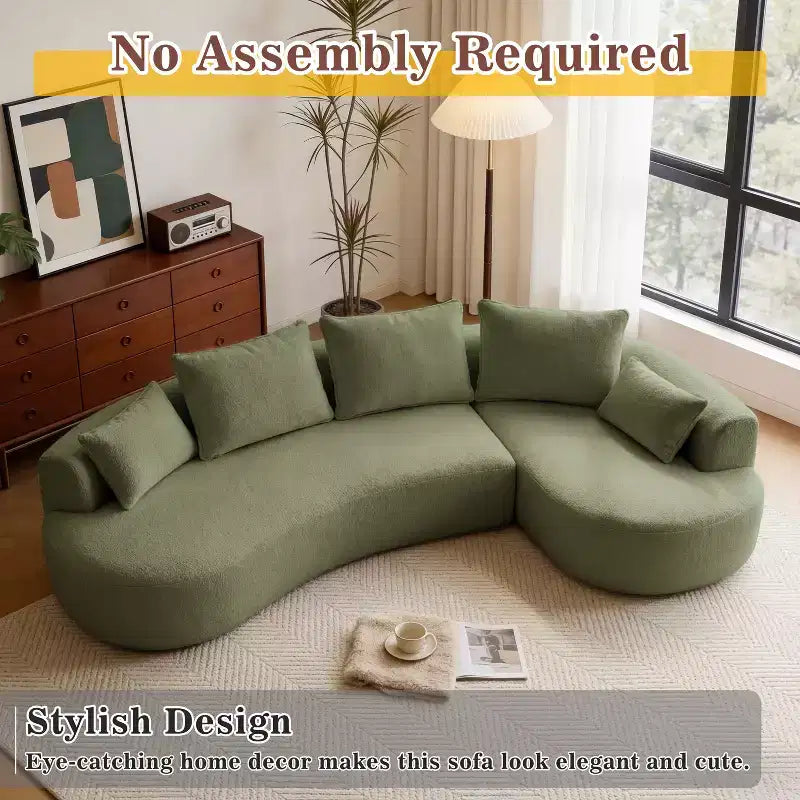 Dyonery 122 Curved Modular Sectional Sofa, Comfy Sofa Couch with Chaise Lounge,Modern Cloud Couch with Deep Seat,lamb fleece Upholstered Seating