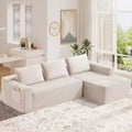 MooxvMoo 97 L-Shaped Modular Sectional Sofa, Compression Sleeper Couch with Right Facing Chaise, Deep Seats for Living Room, White