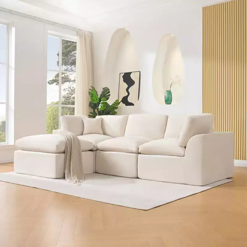 110 Modular Sectional Sofa with Deep Seat, No Assembly Required Sponge Couch for Living Room & Bedroom