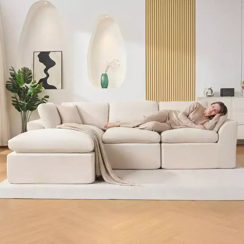 110 Modular Sectional Sofa with Deep Seat, No Assembly Required Sponge Couch for Living Room & Bedroom