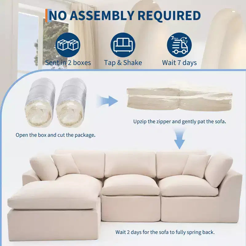 110 Modular Sectional Sofa with Deep Seat, No Assembly Required Sponge Couch for Living Room & Bedroom