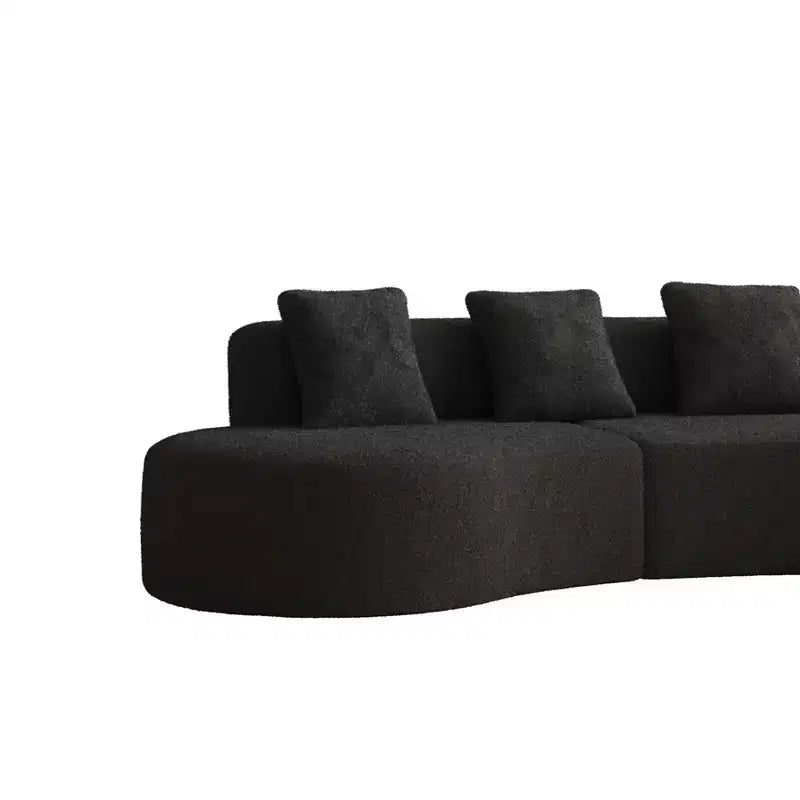 MAYEERTY Curved Velvet 5-Seater Modular Sectional Sofa with Toss Pillows