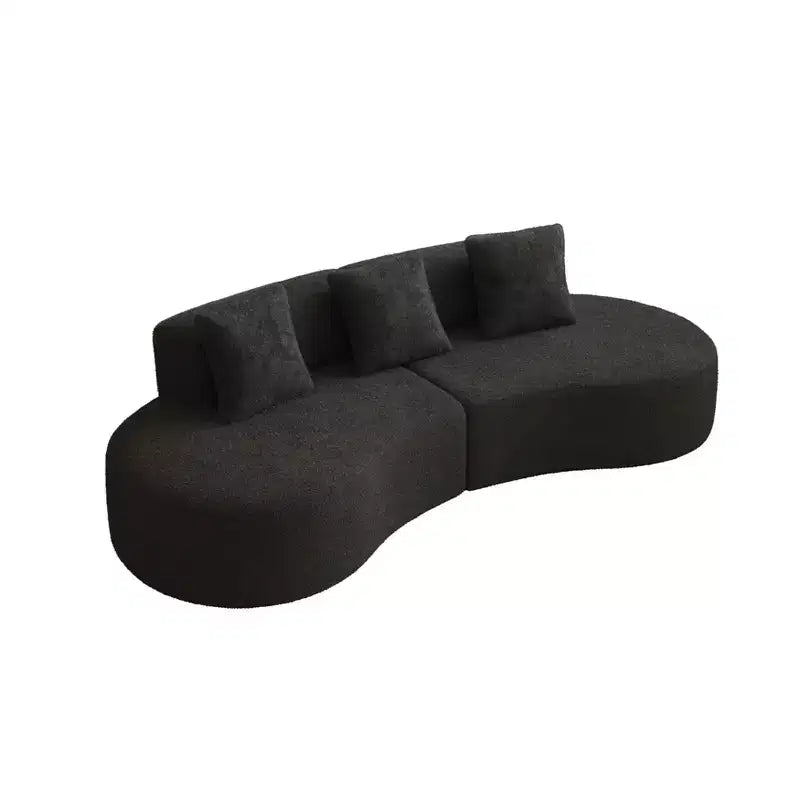 MAYEERTY Curved Velvet 5-Seater Modular Sectional Sofa with Toss Pillows