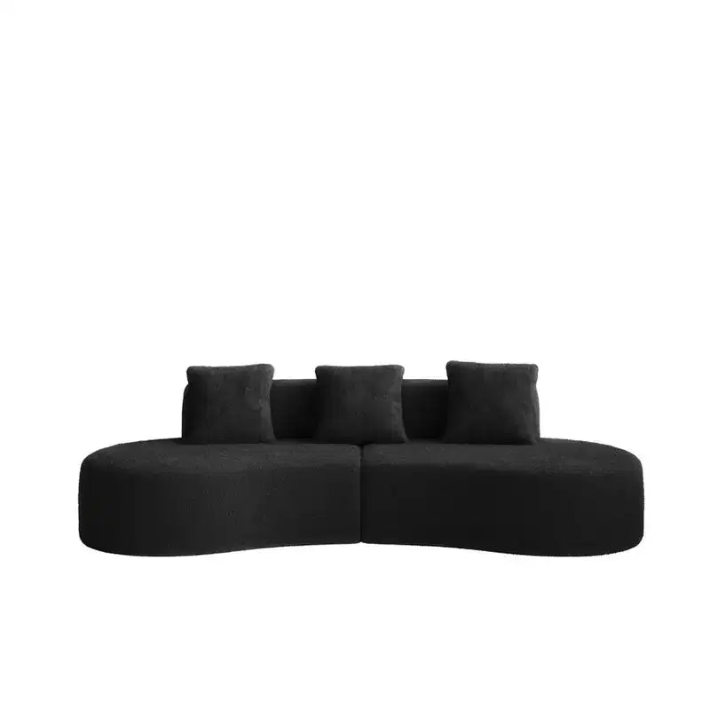 MAYEERTY Curved Velvet 5-Seater Modular Sectional Sofa with Toss Pillows