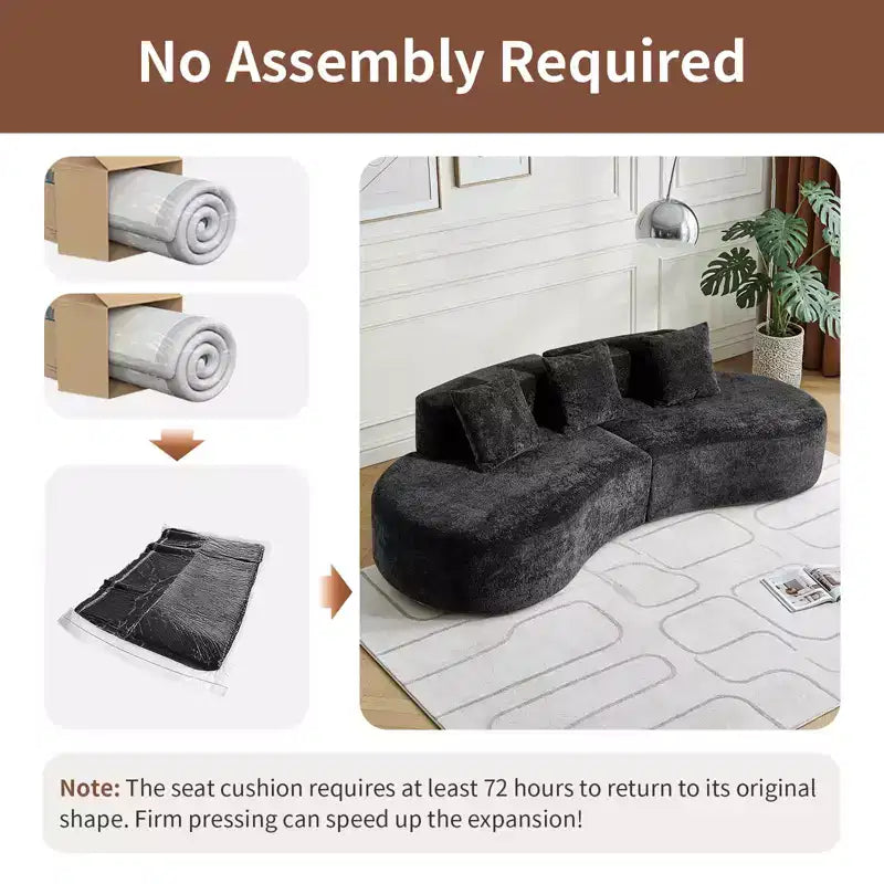 MAYEERTY Curved Velvet 5-Seater Modular Sectional Sofa with Toss Pillows